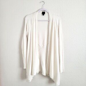 Worthington Sweater White Open Front Long Sleeve Lightweight  Size M  EUC